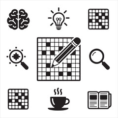 crossword puzzle vector art icons packs silhouette 9 sampol disign black and white backgrount icon set