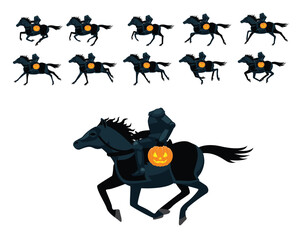 Headless Horseman Cartoon Moving Animation Frame Sequence Set Vector