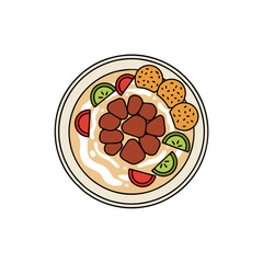 Minimalist flat vector of Soto Betawi soup bowl.ai