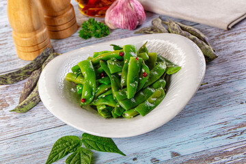 Steamed green bean strings heap