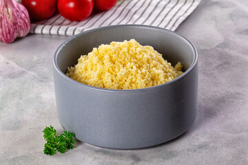 Boiled wheat couscous grain garnish