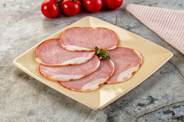 Cured dry pork meat slices