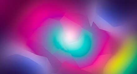 Abstract, vibrant digital art with a central, glowing light surrounded by colorful shapes