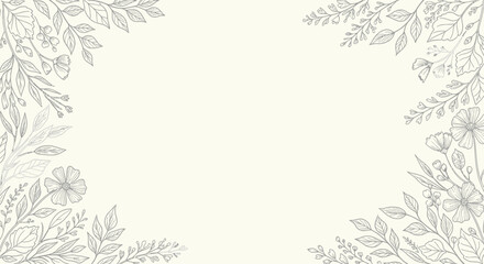 Obraz premium Botanical Line Art Frame With Floral Elements And Space For Text