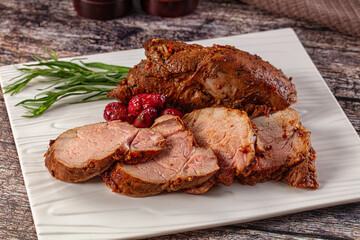 Baked pork sirloin with cornus