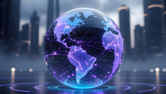 Global connections shining bright for international business in a futuristic, modern world with bright networks and vibrant cityscapes - Powered by Adobe