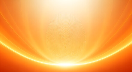 This image depicts a radiant gradient of warm orange and yellow hues. A bright, glowing light emanates from the bottom center, casting soft, upward-curving beams of light that fade into a luminous