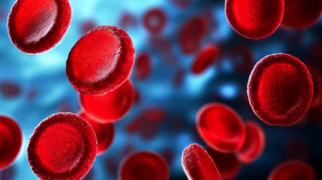 A picture of blood cells interwoven with red and blue