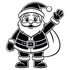 A black silhouette of a Santa waving