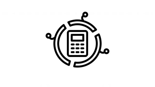 Calculator in segmented rounded shape, ideal for finance or mathematics concepts in presentations, websites, and educational materials. Perfect for design.