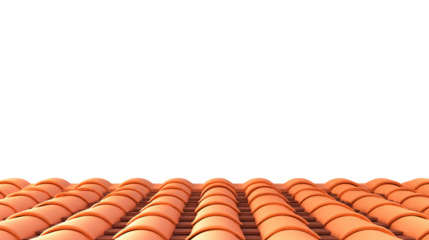 Stack of Orange Roof Tiles, Transparent Background Image Displaying Repetitive Pattern and Uniform Construction Material Texture