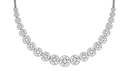 Elegant diamond necklace design with graduated stone sizes in a sleek rendering