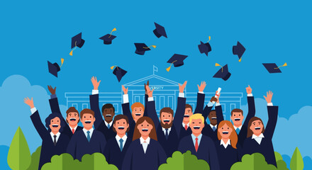 Celebrating Academic Achievement Students Tossing Caps at Graduation Ceremony