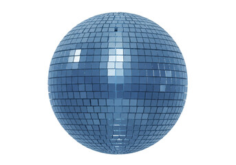 Blue disco ball isolated on transparent background, mirror ball PNG for party and celebration design elements
