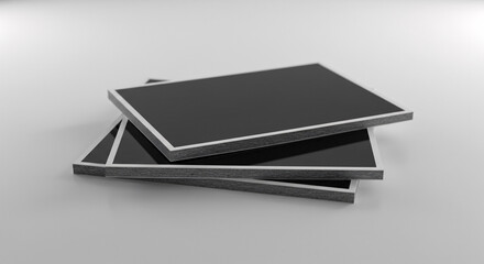 A black leather notebook with a pen is a blank object for business or office data on paper