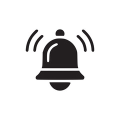 A simplistic illustration of a ringing bell icon with sound waves on a white background design element