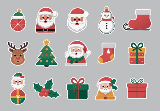 Cute Christmas Sticker Sheet Template