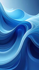 Abstract blue waves, with a bright, smooth appearance, creating a sense of movement and depth