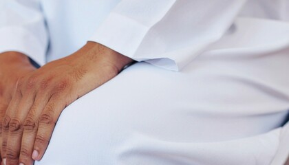 Muslim pray, hope or hands in prayer on carpet for peace, gratitude or support to Allah in holy temple or mosque. 