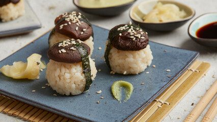 Nigiri with shiitake mushrooms