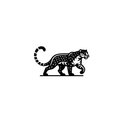 Obraz premium Cougar black silhouette big cat illustration on white background - 1