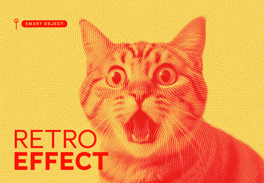 Vibrant Retro Halftone Photo Effect Template with Vintage Pop Art Style