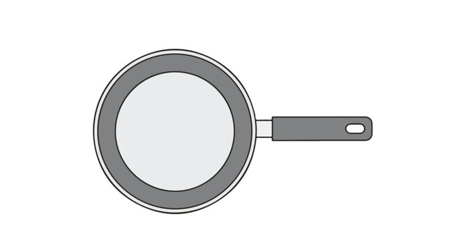 Gray fry pan illustration emphasizing its simple design and focusing on cooking preparation imagery as minimalist cookware visual 77 characters