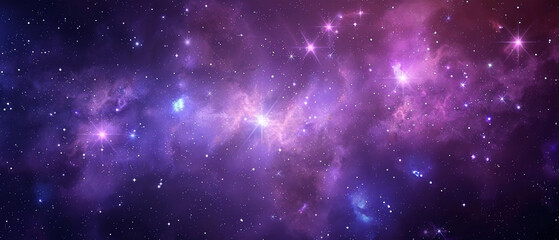 Naklejka premium Ethereal cosmic vista with nebulae swirling in hues of violet and amethyst