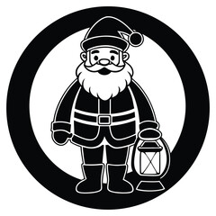 A black silhouette of a Santa with a lantern