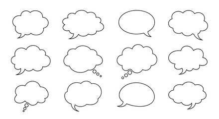 Obraz premium A collection of hand-drawn speech bubble illustrations for communication.