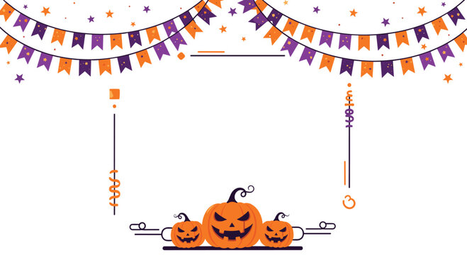 Spooky Halloween pumpkins with festive decorations and falling stars.