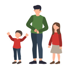 Father with his Children Illustration