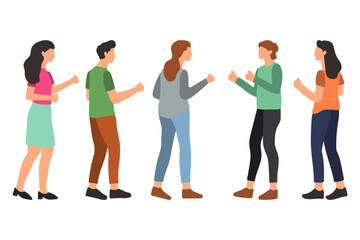 Obraz premium Diverse Group of People Standing and Talking Illustration