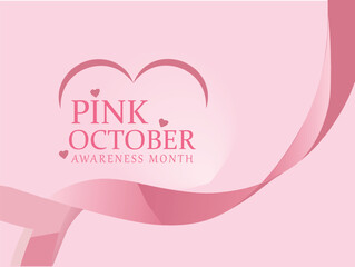 International cancer awareness day graphic Pink October heart with pink ribbon health awareness campaign web banner vector design