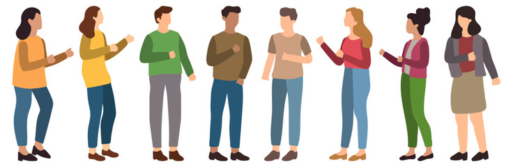 Diverse Group of People Standing and Talking Together Illustration