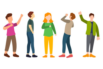 Fototapeta premium Diverse Group of People Celebrating and Looking Upward Illustration