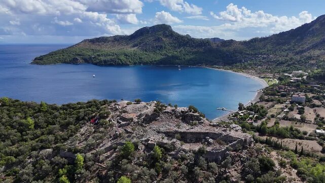 Ancient Amos Theater Overlooking the Aegean Sea in Marmaris
