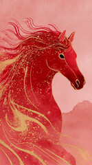 Watercolor portrait wallpaper of a horse 