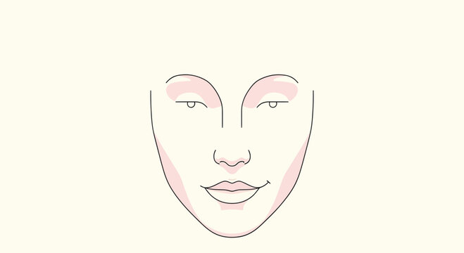 Abstract Woman Face Illustration Minimalist Style With Pastel Blush