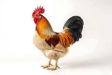 Majestic rooster with vibrant feathers, perfect for farm fresh branding, organic food packaging, or rural lifestyle promotions with transparent background