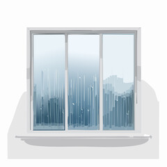 Obraz premium Modern White Framed Window with Outdoor View.