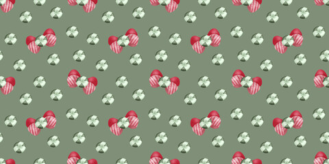 Seamless Christmas fabric pattern featuring bows and ornaments for festive designs