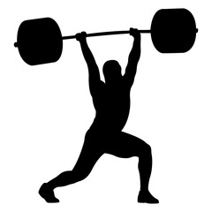Weightlifter lifting barbell. Weightlifting. Vector illustration.
