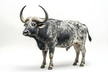 Majestic cape buffalo portrait with striking horns, capture the raw power and beauty of African wildlife for your project, wildlife conservation appeal