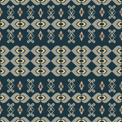 seamless pattern with floral elements, Elegant ikat and geometric seamless patterns in soft purple and mauve hues. Inspired by vintage textiles and ornamental weaving styles, these designs bring a sen © Sunee