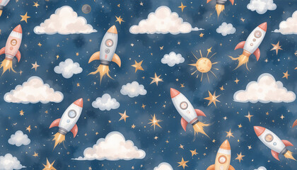 rocket seamless pattern