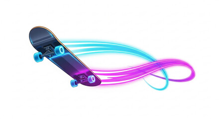 Skateboard vector illustration with motion trail effect for extreme sports and recreation design