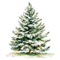 Snowy Pine Tree Clipart: Elegant Winter Evergreen Illustration