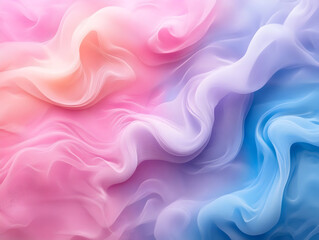 Soft pink ink cloud swirling underwater, blending with light blue tones and creating hypnotic abstract patterns in liquid movement