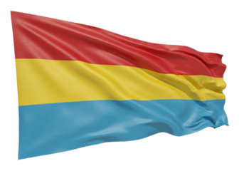 Waving flag of Rostov Oblast isolated on transparent background, regional symbol of Russia in PNG format